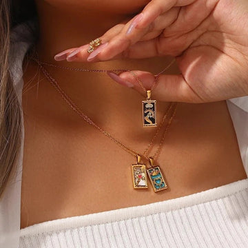 18k Gold Plated Colorful Tarot Necklace For Women - Ornaments Co - The Star