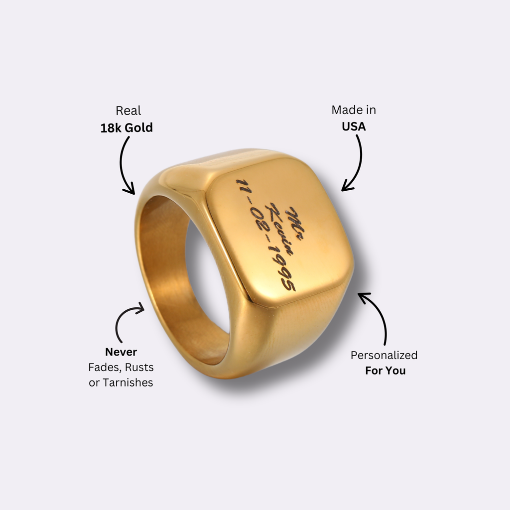 Signia Engraved Signet Ring For Men - Personalized Ring For Men ...
