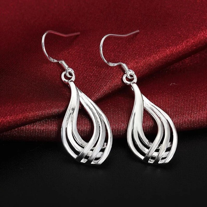 925 Sterling Silver Double Dangle Earrings - Ornaments Co - 