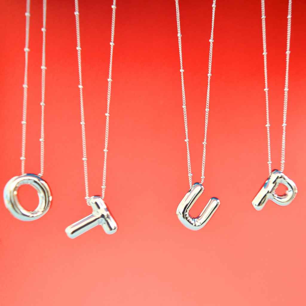 Balloon Bubble Initial Letter Necklace - Ornaments Co - 18K Gold Plated