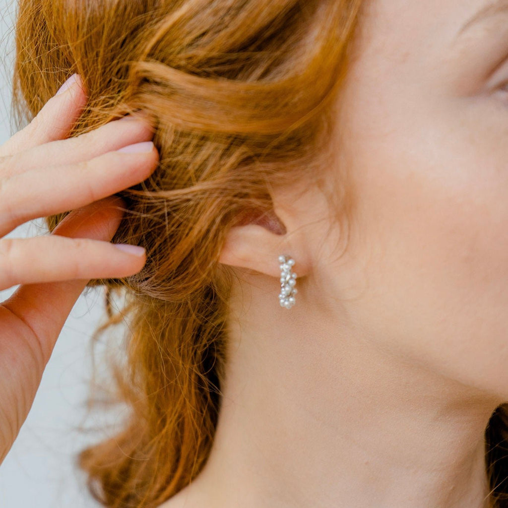 Bridal Pearl Hoop Earrings - Ornaments Co - 18K Gold Plated