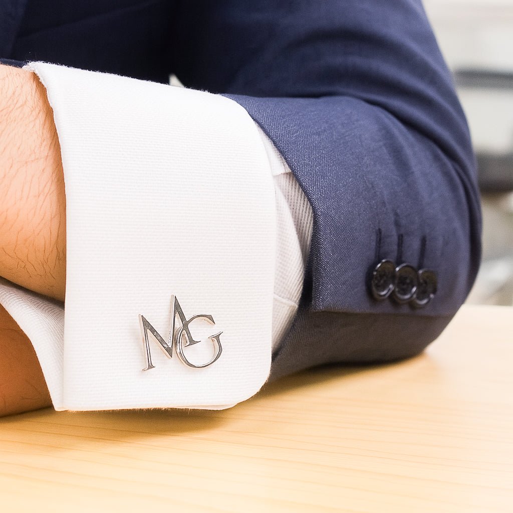 Emblem Initials Cufflinks - Ornaments Co - Surgical Stainless Silver