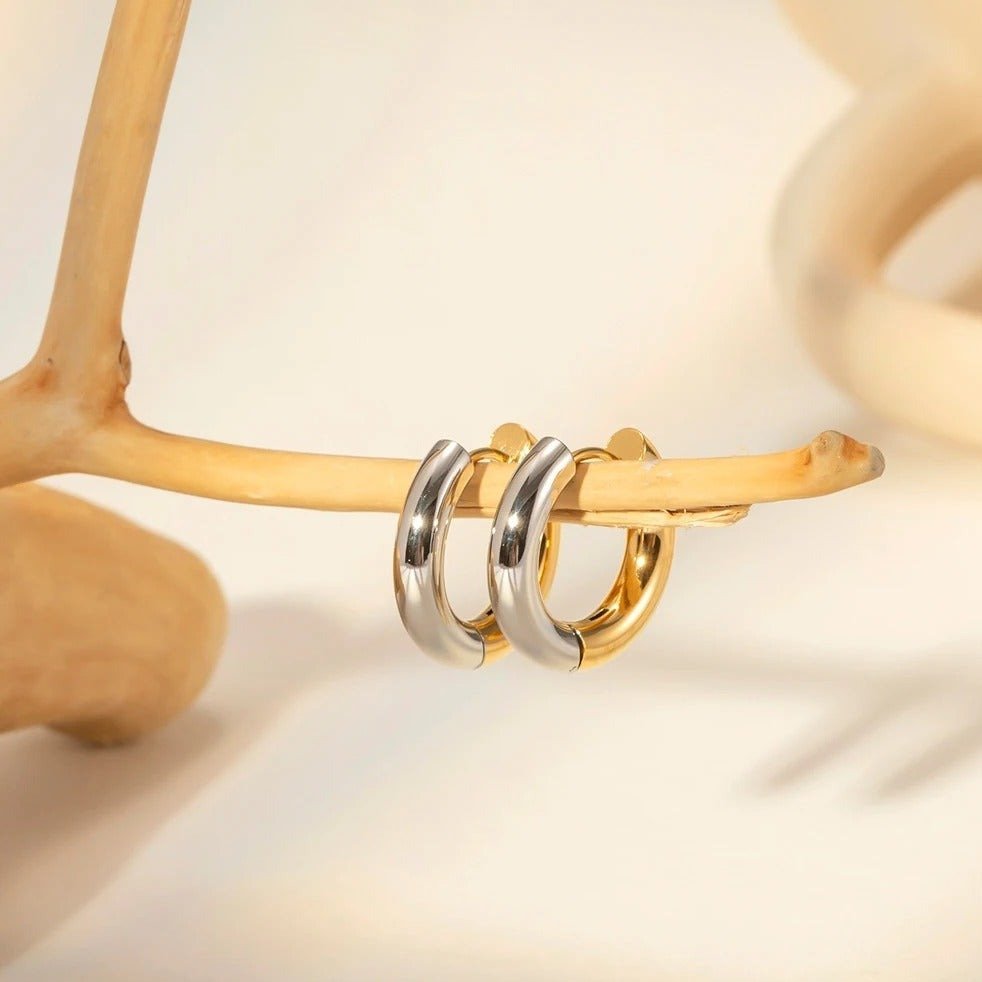 Gold And Silver Stackable Hoop Earrings - Ornaments Co - 18mm