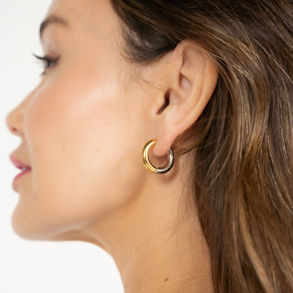 Gold And Silver Stackable Hoop Earrings - Ornaments Co - 18mm