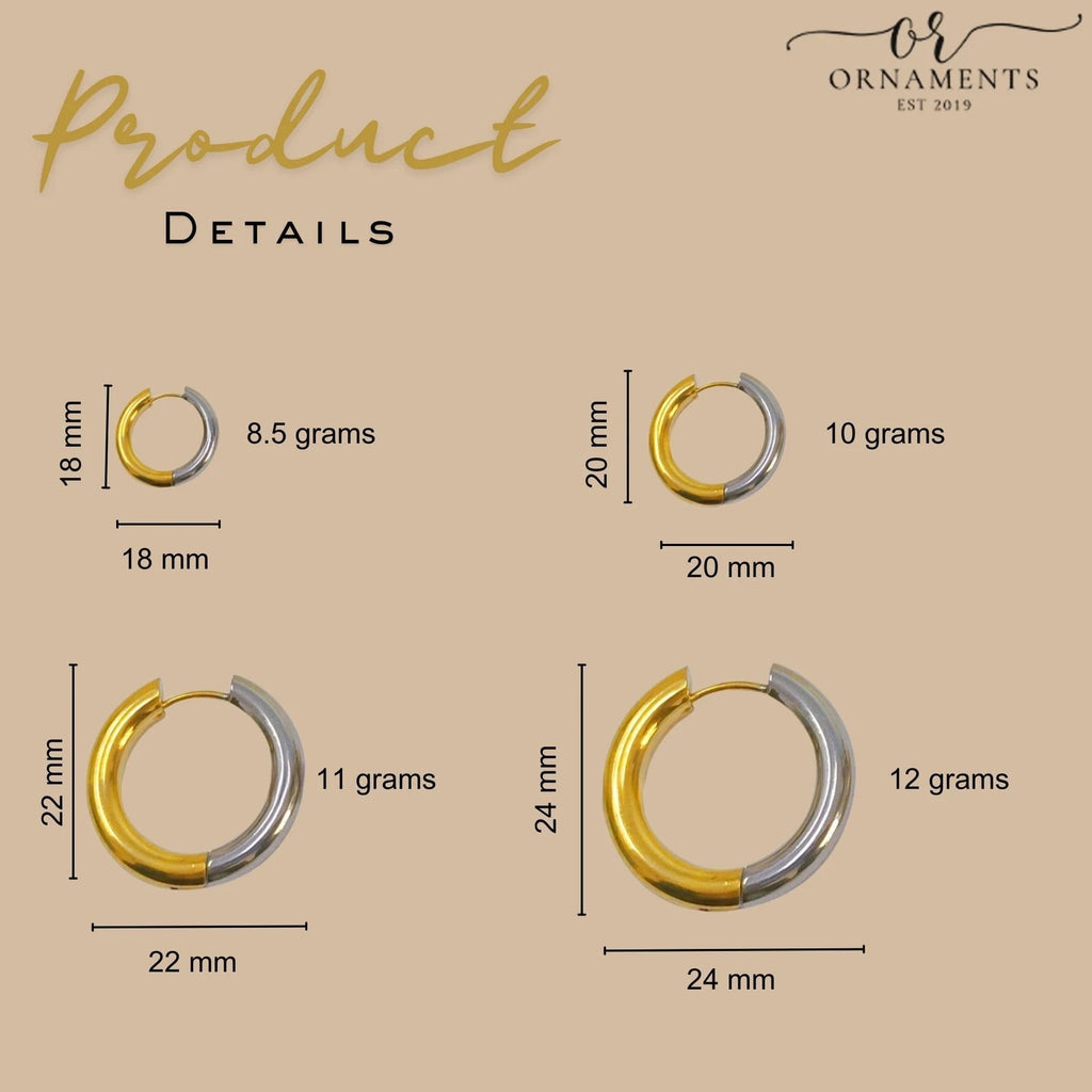 Gold And Silver Stackable Hoop Earrings - Ornaments Co - 18mm