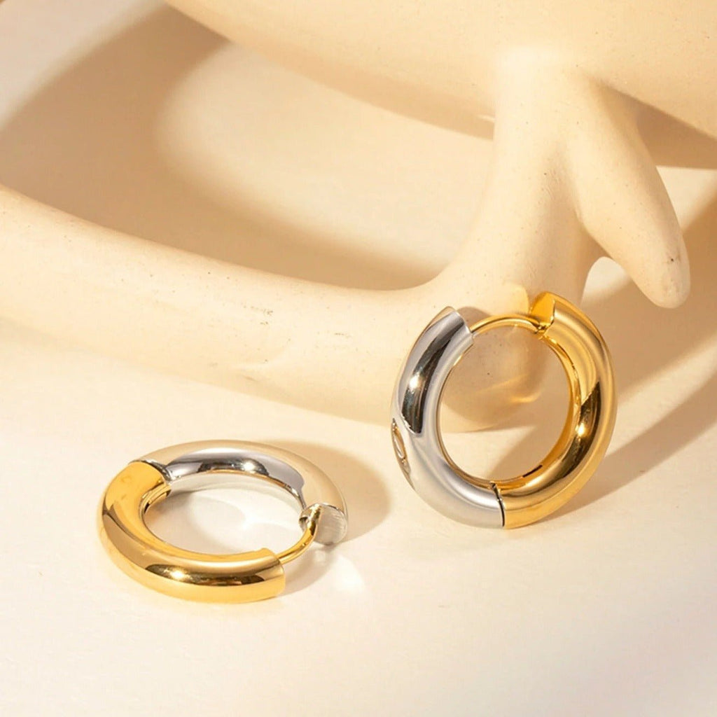 Gold And Silver Stackable Hoop Earrings - Ornaments Co - 18mm