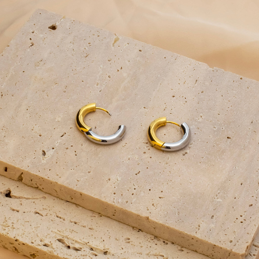 Gold And Silver Stackable Hoop Earrings - Ornaments Co - 18mm