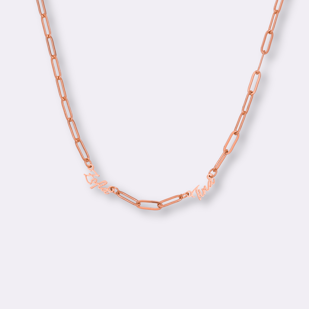 Kinship Family Name Necklace - Ornaments Co - 18K Rose Gold Plated
