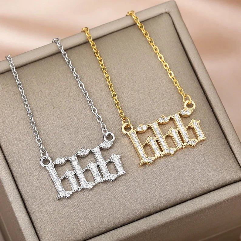 Ladies Angel Number Pendant Chain Necklace - Ornaments Co - 18K Gold Plated