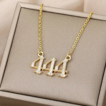 Ladies Angel Number Pendant Chain Necklace - Ornaments Co - 18K Gold Plated