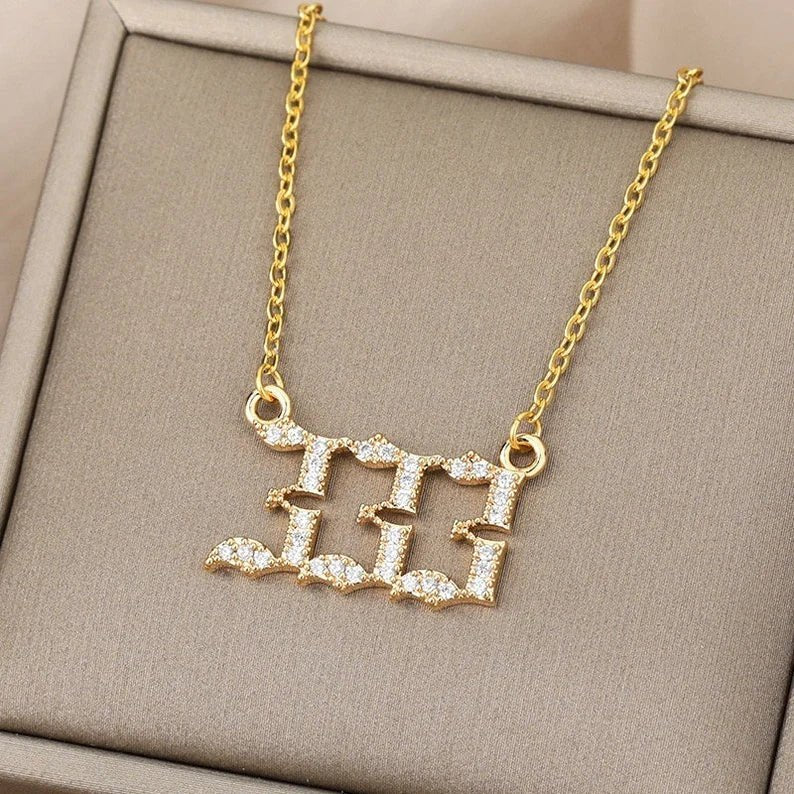 Ladies Angel Number Pendant Chain Necklace - Ornaments Co - 18K Gold Plated