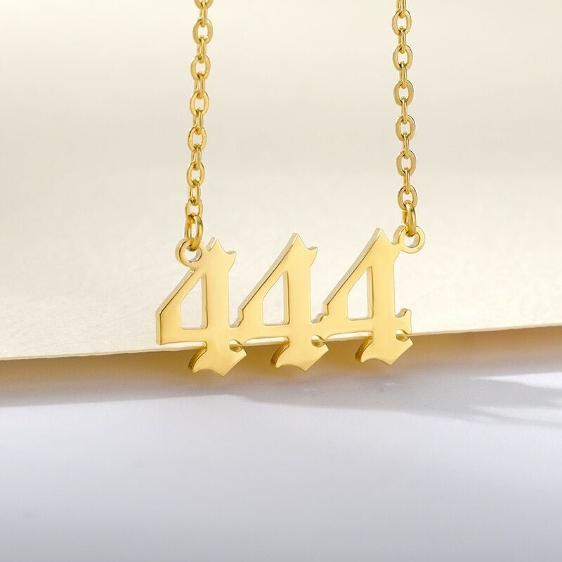 Ladies Angel Old English Font Number Pendant Chain Necklace - Ornaments Co - 18K Gold Plated