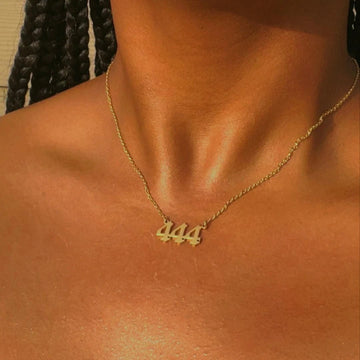 Ladies Angel Old English Font Number Pendant Chain Necklace - Ornaments Co - 18K Gold Plated