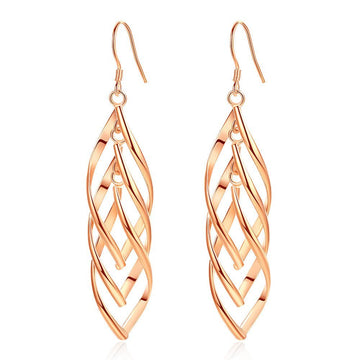 Ladies Long Drop Double Dangle Twist Design Earrings - Ornaments Co - Silver
