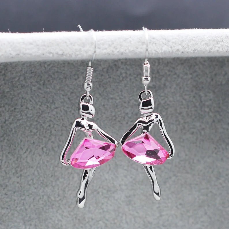 Ladies Silver Water Drop Earrings - Ornaments Co - Pink