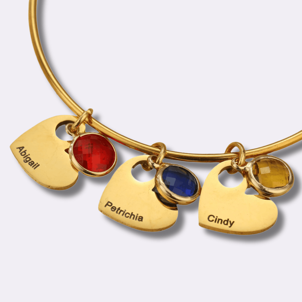 Lovestone Custom Name Charm Bangle - Ornaments Co - Silver