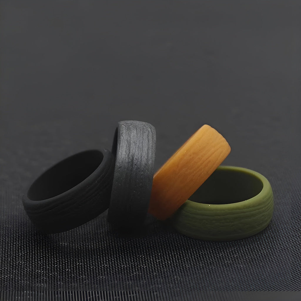 Men's Colorful Wooden Design Silicone Rings | Pack of 5 - Rings - Ornaments Co - Ornaments Co - 7 - 