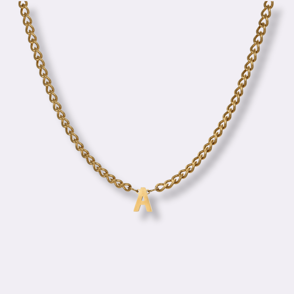 Men's Initial Cuban Link Necklace - Ornaments Co - 18K Gold Plated