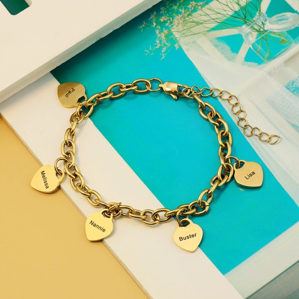 Minimalist Hearts Charms Bracelet - Ornaments Co - 18K Gold Plated