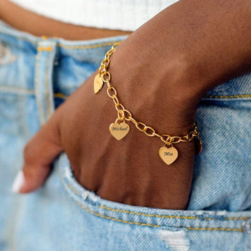 Minimalist Hearts Charms Bracelet - Ornaments Co - 18K Gold Plated