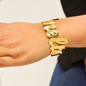 Personalised Adjustable Bangle Name Bracelet - Ornaments Co - Rose Gold