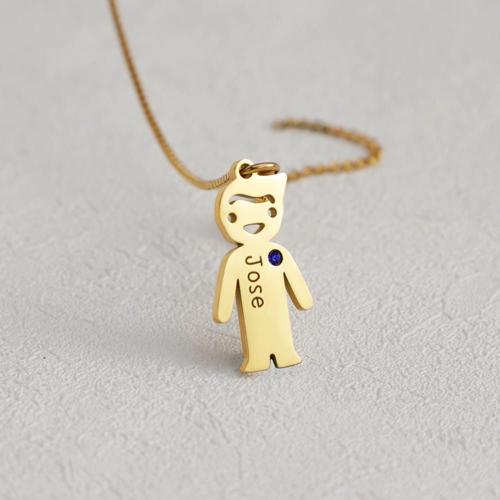 Personalized Boy Girl Engraved Charm Kids Name Necklace - Ornaments Co - 18K Gold Plated