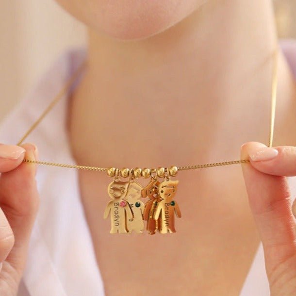 Personalized Boy Girl Engraved Charm Kids Name Necklace - Ornaments Co - 18K Gold Plated