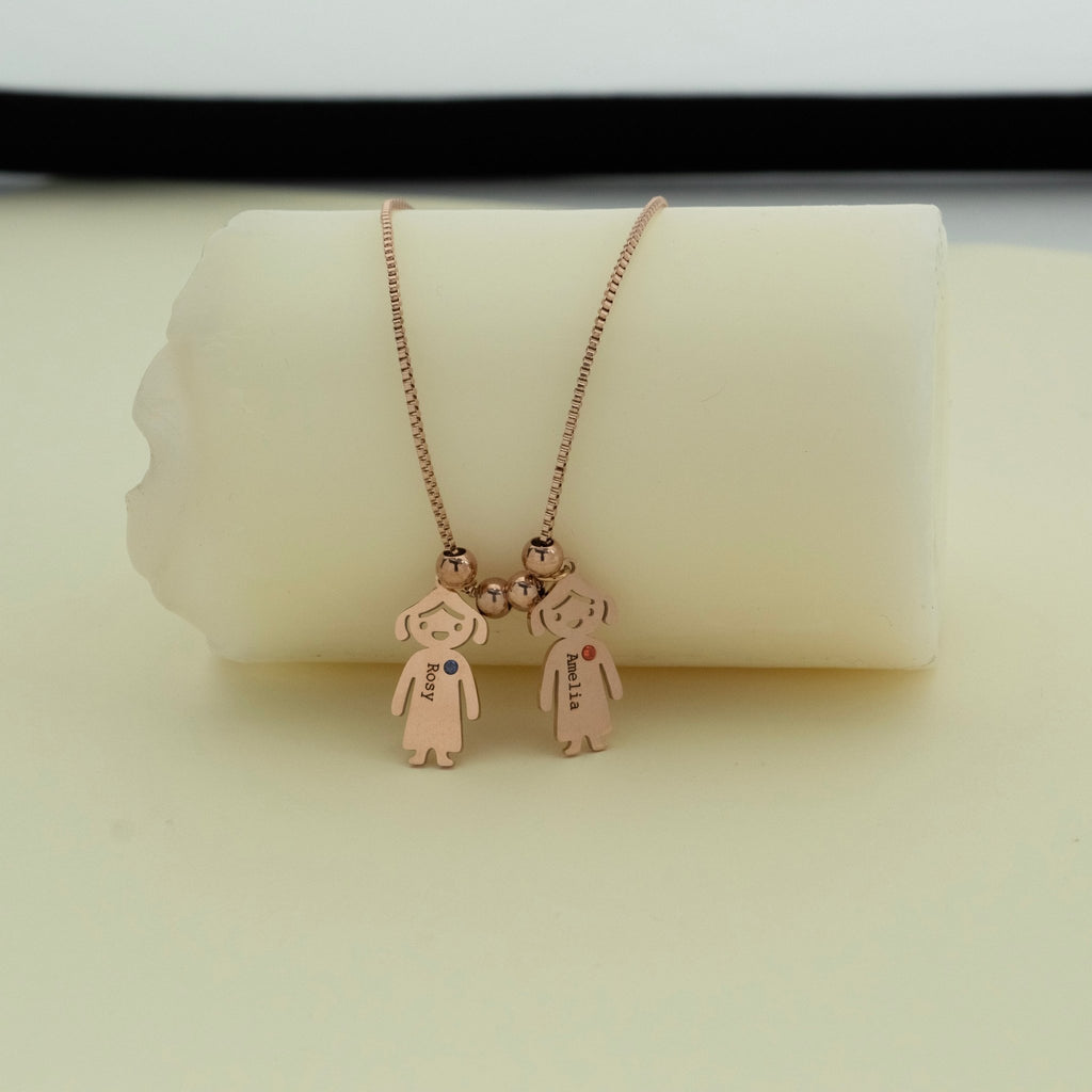 Personalized Boy Girl Engraved Charm Kids Name Necklace - Ornaments Co - 18K Gold Plated