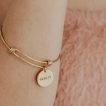 Personalized Disc Lettering Retractable Bracelet - Ornaments Co - 18K Gold Plated