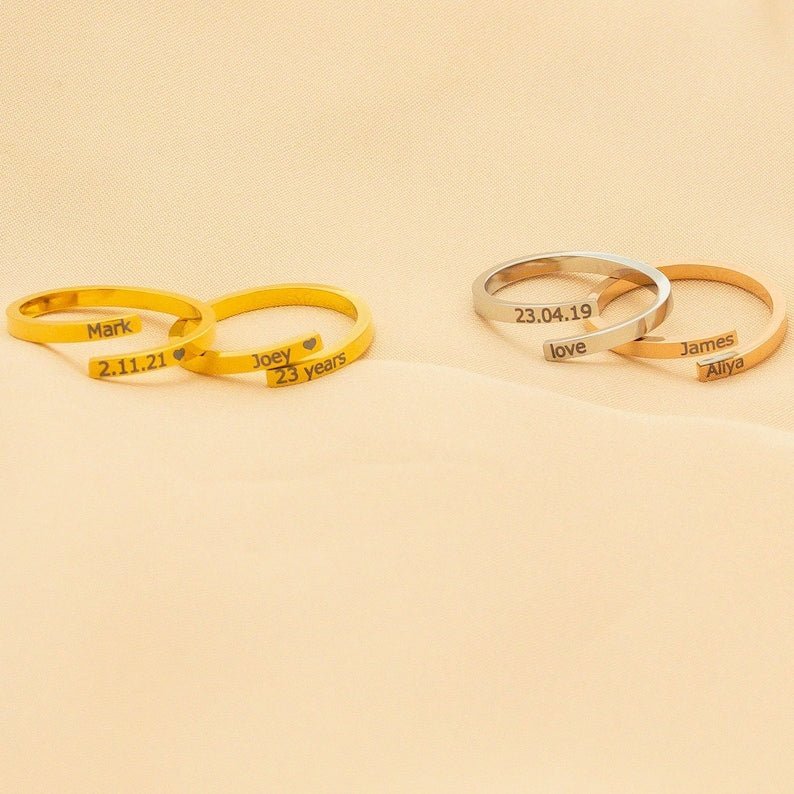 Personalized Engraved Open Couple Ring - Ornaments Co - Rose Gold
