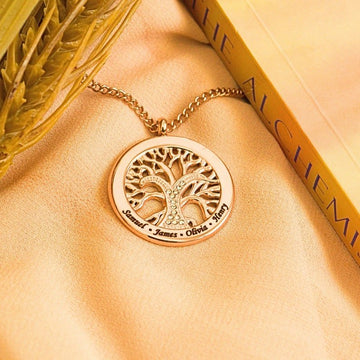 Personalized Family Tree Necklace For Mom - Ornaments Co - 18K Gold Plated