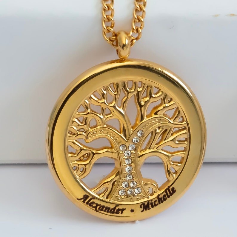 Personalized Family Tree Necklace For Mom - Ornaments Co - 18K Gold Plated