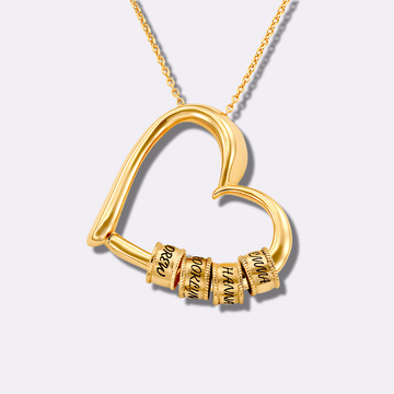 Personalized Heart Shaped Beaded Pendant - Ornaments Co - 18K Gold Plated
