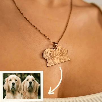 Personalized Pet Dog Memorial Portrait Photo Necklace - Ornaments Co - Rose Gold
