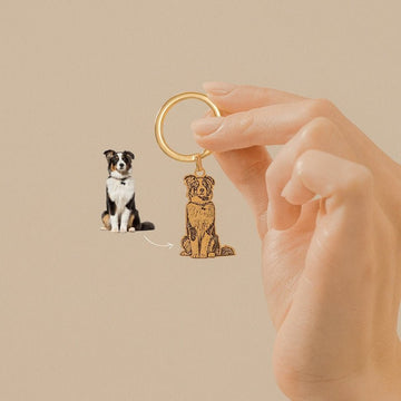 Personalized Pet Memorial Portrait Photo Keychain - Ornaments Co - Rose Gold