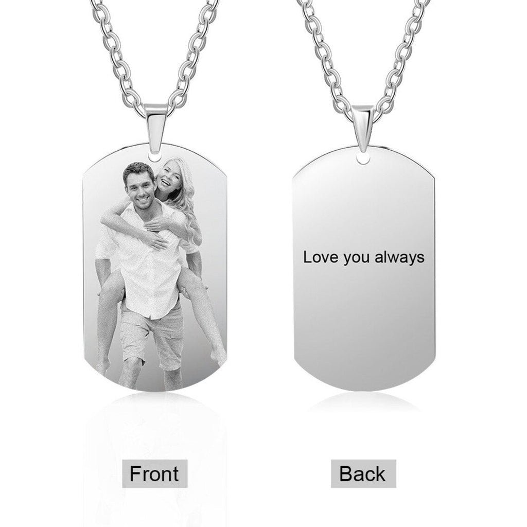 Personalized Photo Engraved Tag Necklace - Ornaments Co - Stainless Steel