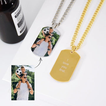 Personalized Photo Engraved Tag Necklace - Ornaments Co - Stainless Steel