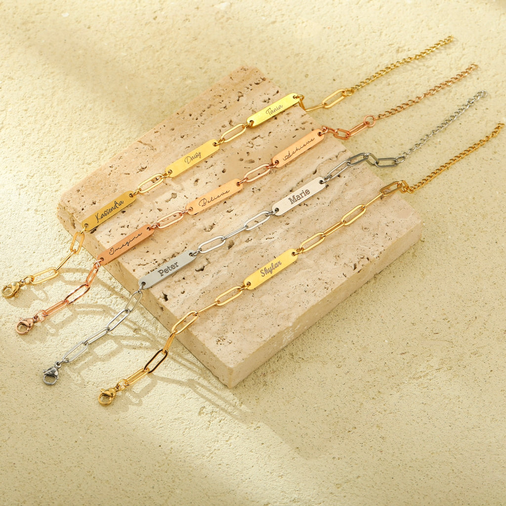 Signature Multi - Name Bar Bracelet For Women - Ornaments Co - 18K Gold Plated