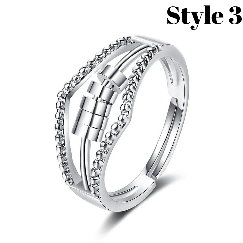 Silver Adjustable Complex Anxiety Bead Ring - Ornaments Co - Style 3