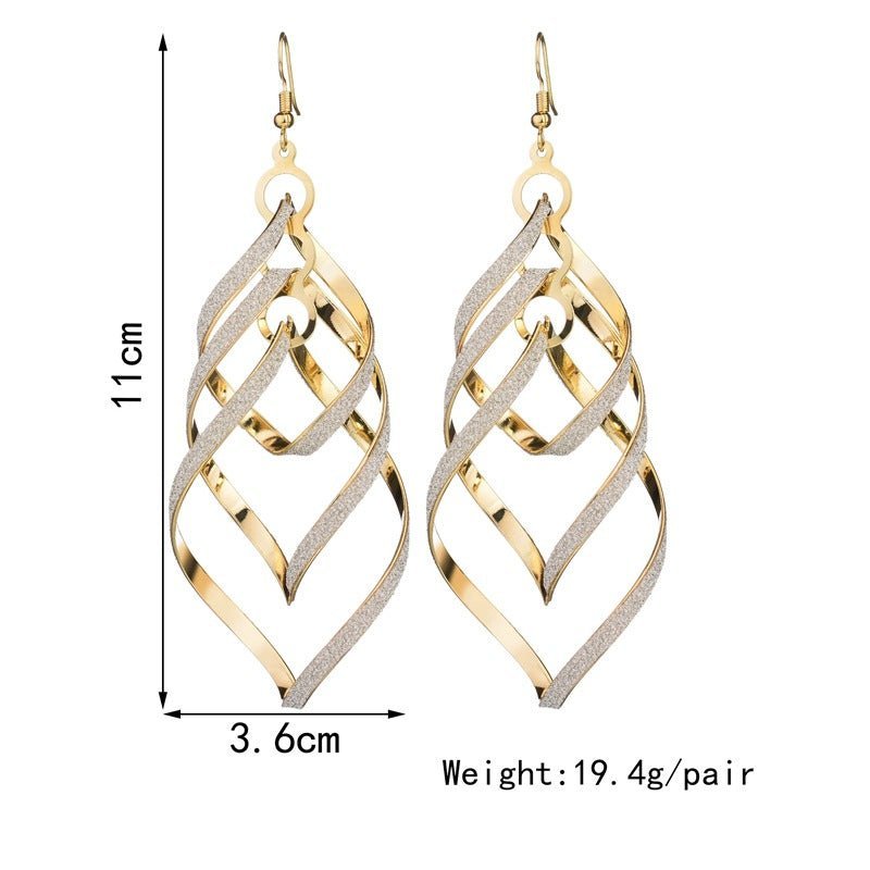 Silver Double Dangle Twist Design Earrings - Ornaments Co - 