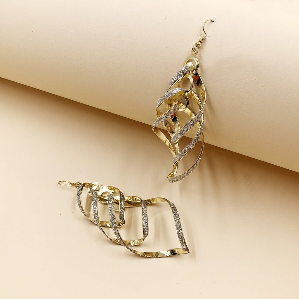 Silver Double Dangle Twist Design Earrings - Ornaments Co - 