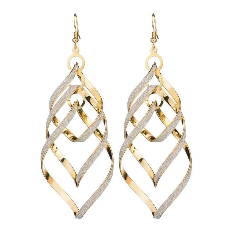Silver Double Dangle Twist Design Earrings - Ornaments Co - 