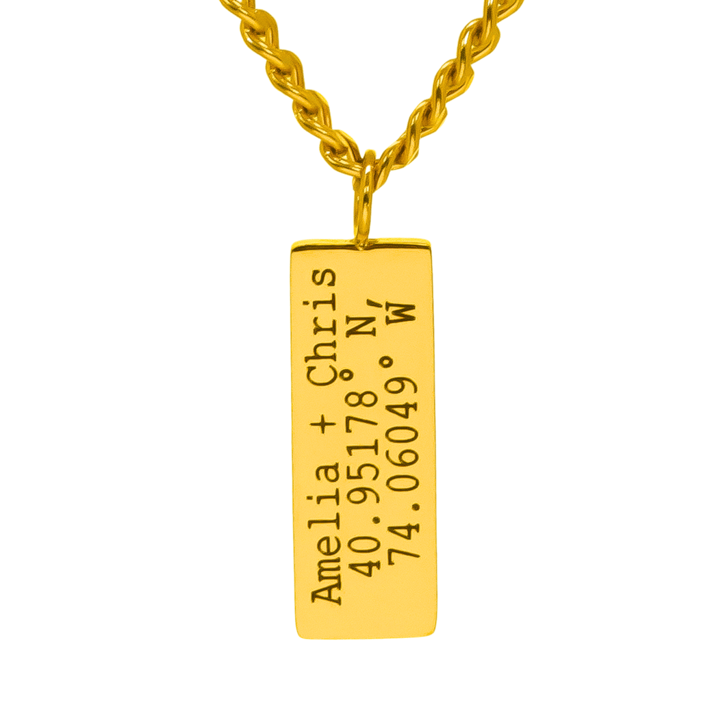 Solid Script Name Bar Necklace - Ornaments Co - 18K Gold Plated