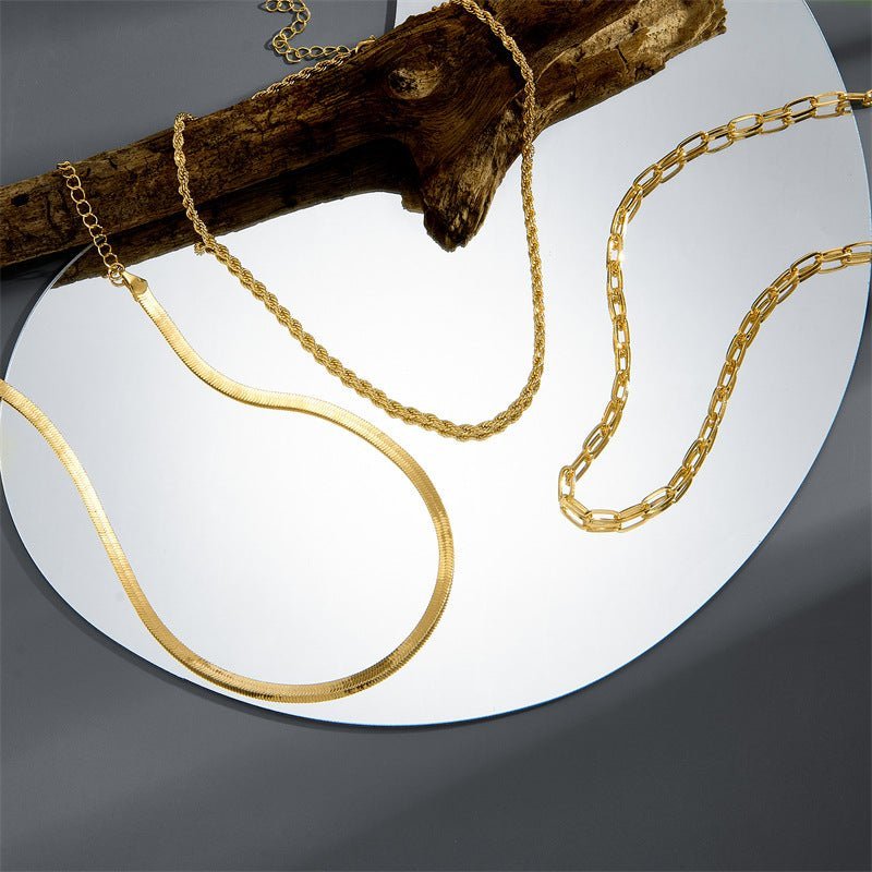 Three Layered Necklace 14K Gold Plated - Ornaments Co - Gold