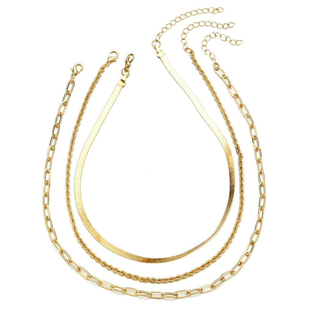 Three Layered Necklace 14K Gold Plated - Ornaments Co - Gold