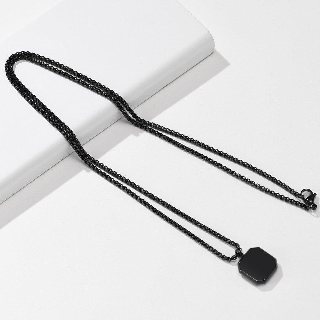 Waterproof Men's Square Necklace Stainless Steel - Ornaments Co - Silver