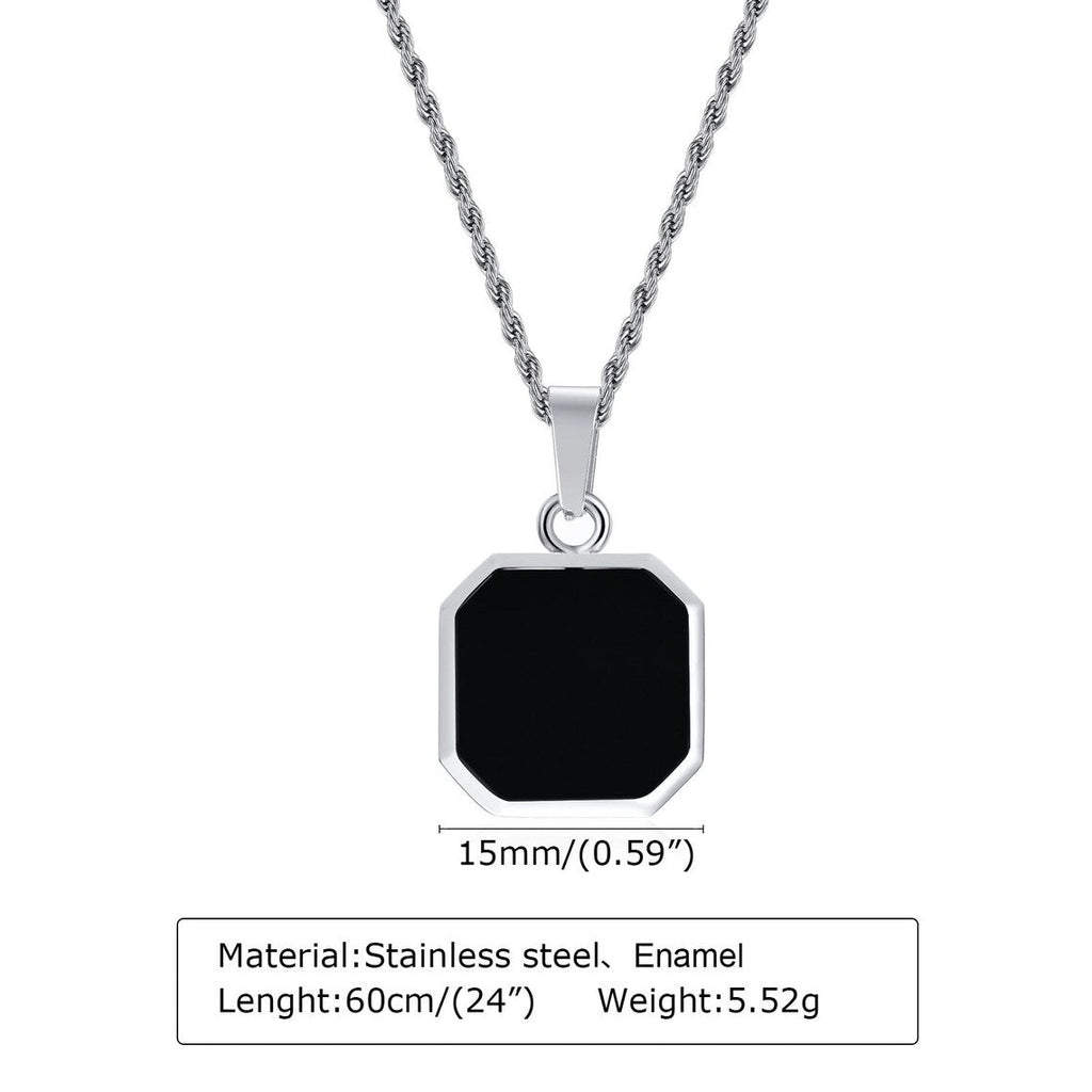 Waterproof Men's Square Necklace Stainless Steel - Ornaments Co - Silver