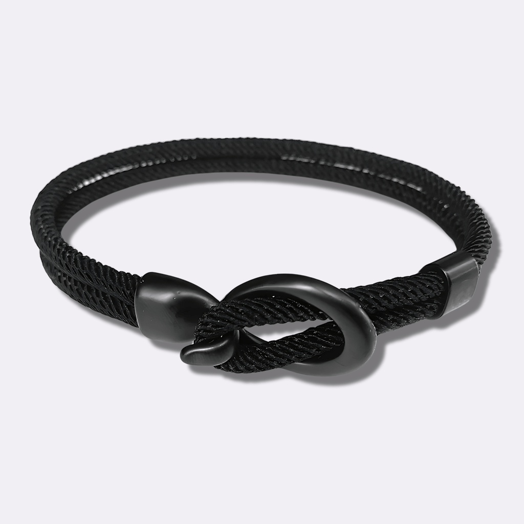 Woven Rope Ring Buckle Bracelet - Ornaments Co - Black