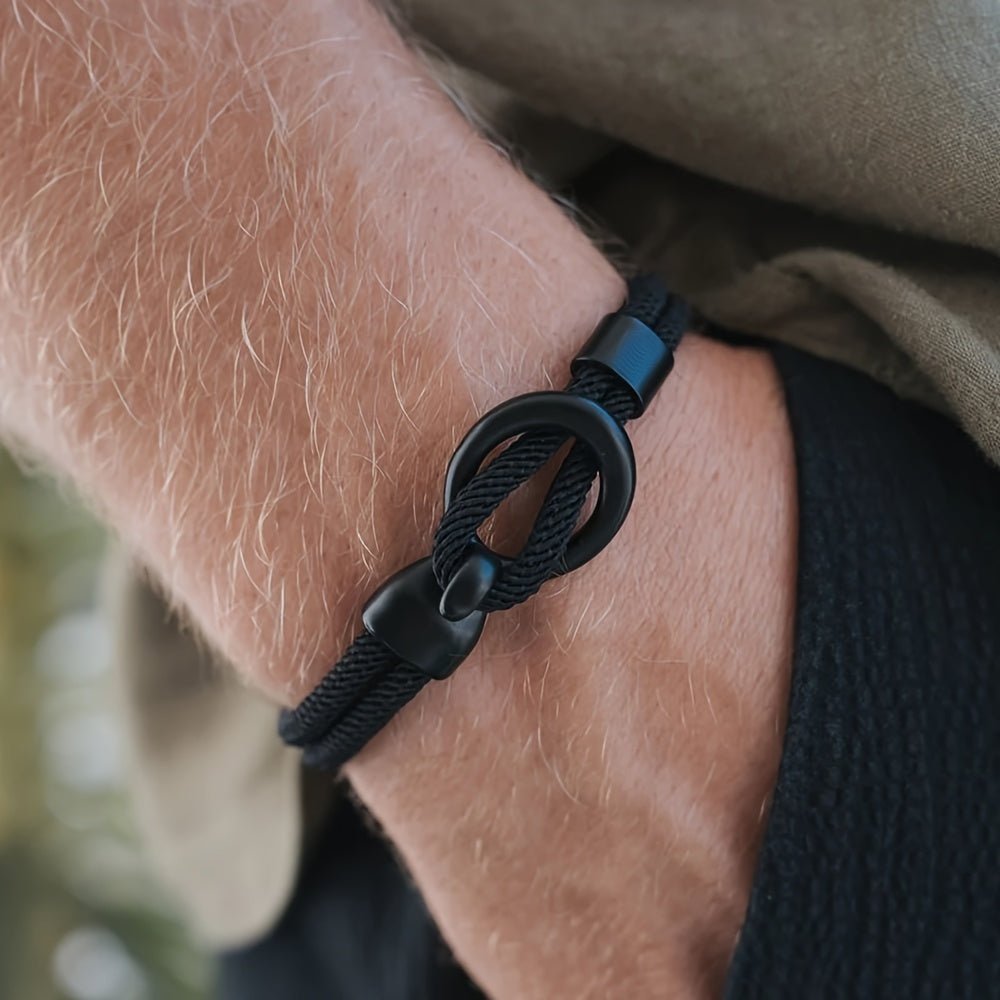 Woven Rope Ring Buckle Bracelet - Ornaments Co - Black