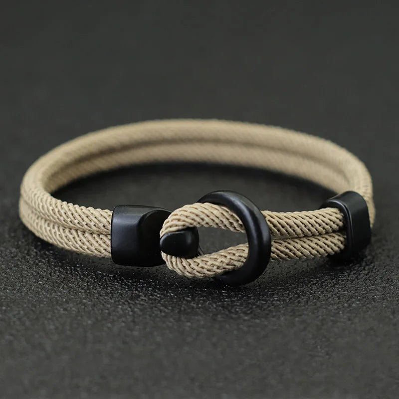 Woven Rope Ring Buckle Bracelet - Ornaments Co - Khaki